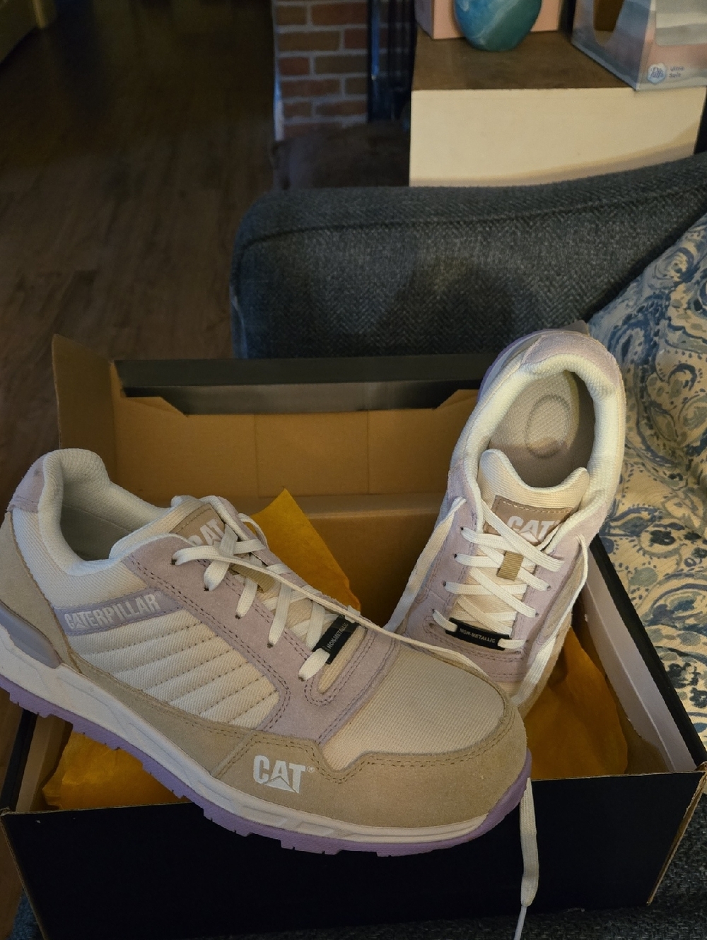 Caterpillar Women's Athletic Sneakers in Lavender, Tan and Cream